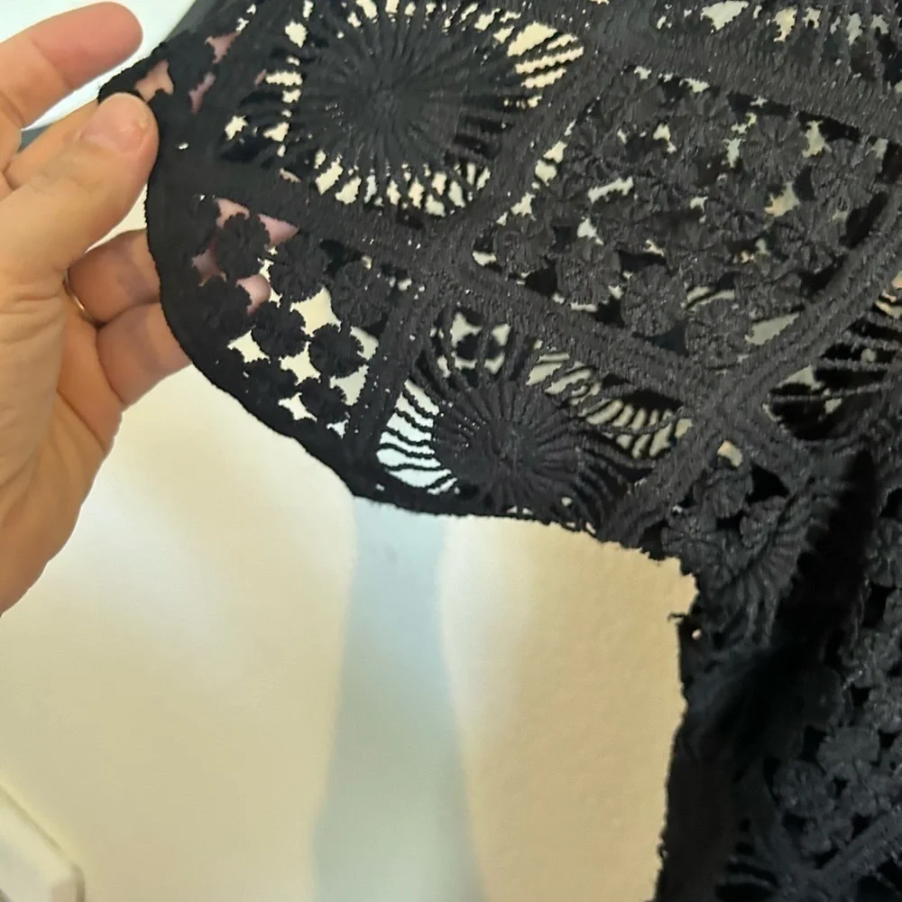 NWT TRENDY PLUS SIZE CROCHET VIBES MINI DRESS IN BLACK CITY CHIC